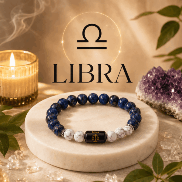 Libra Zodiac Bracelet – Lapis Lazuli & White Howlite