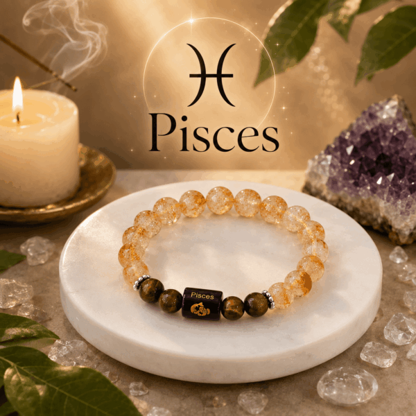 Pisces Zodiac Bracelet – Citrine & Tiger Eye