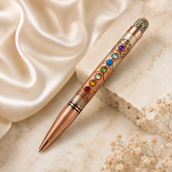 Write with Positivity & Balance – Premium 7 Chakra Natural Stone Metal Ballpen