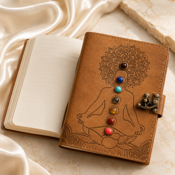 Connect with Your Energy | Embossed Leather 7 Chakra Gemstone Diary