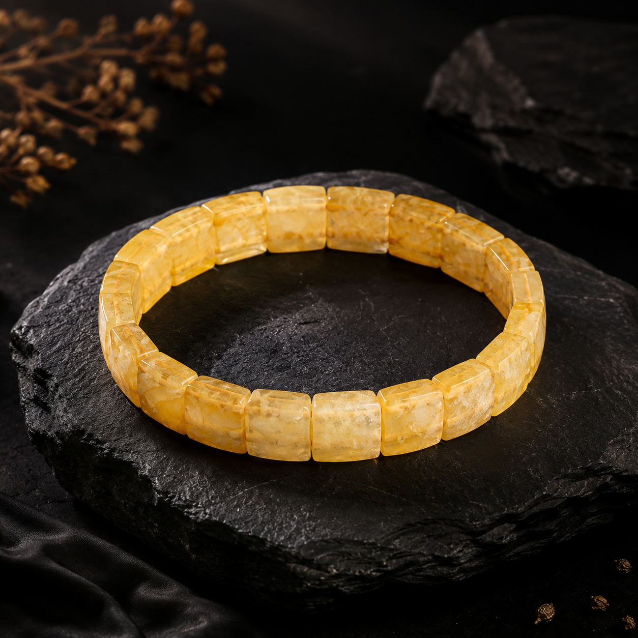 Natural Citrine Beaded Stretch Bracelet | Success, Manifestation & Vitality