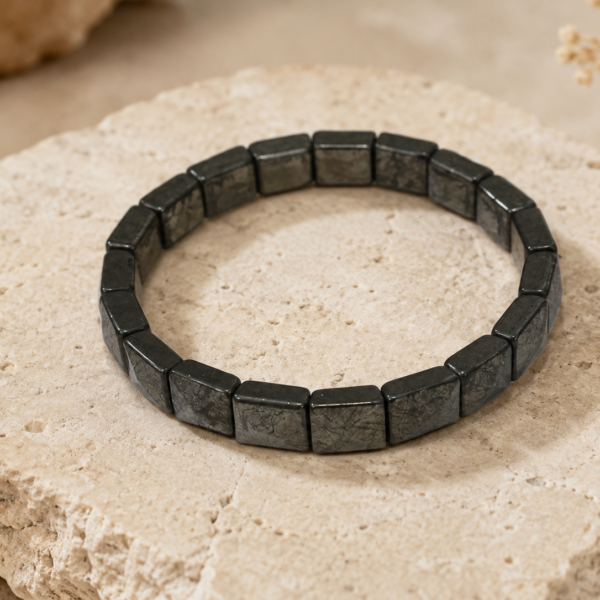 Natural Pyrite Beaded Stretch Bracelet | Wealth Manifestation, Protection & Vitality