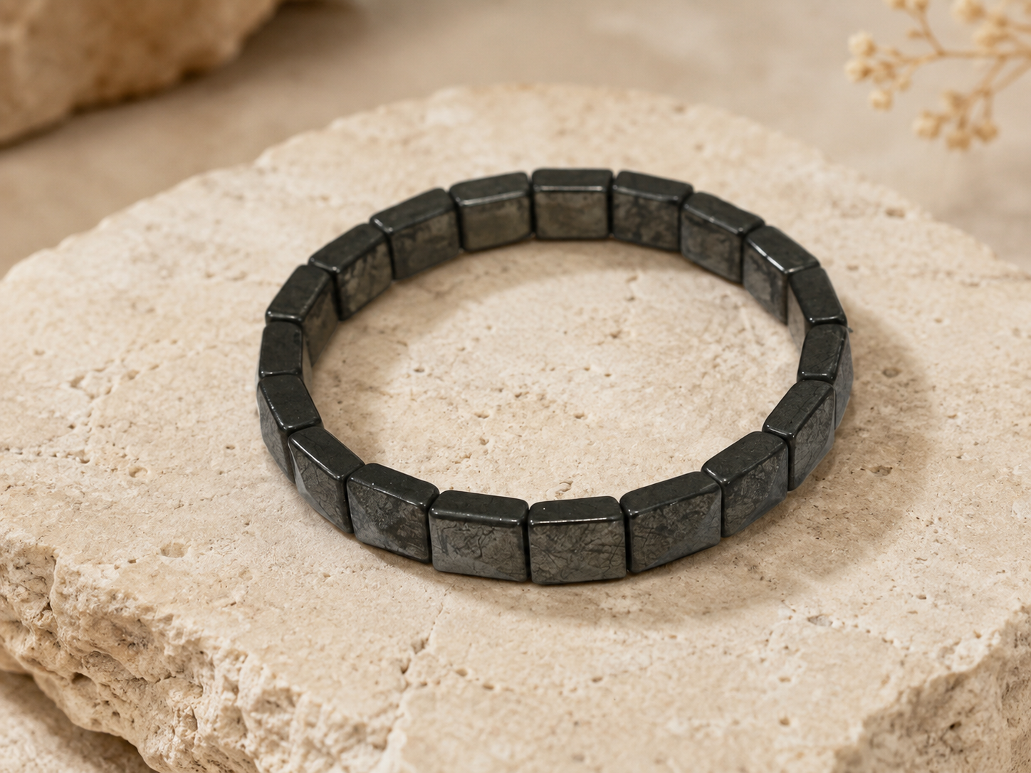 Natural Pyrite Beaded Stretch Bracelet | Wealth Manifestation, Protection & Vitality