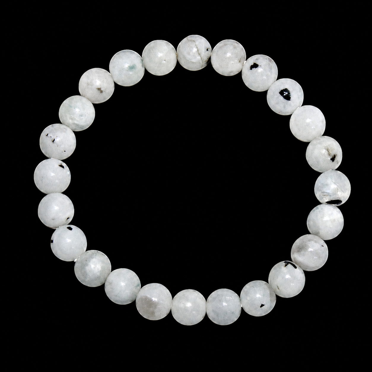 Natural Rainbow Moonstone Bracelet with Black Tourmaline Inclusions | Intuition, New Beginnings & Spiritual Protection - Image 3