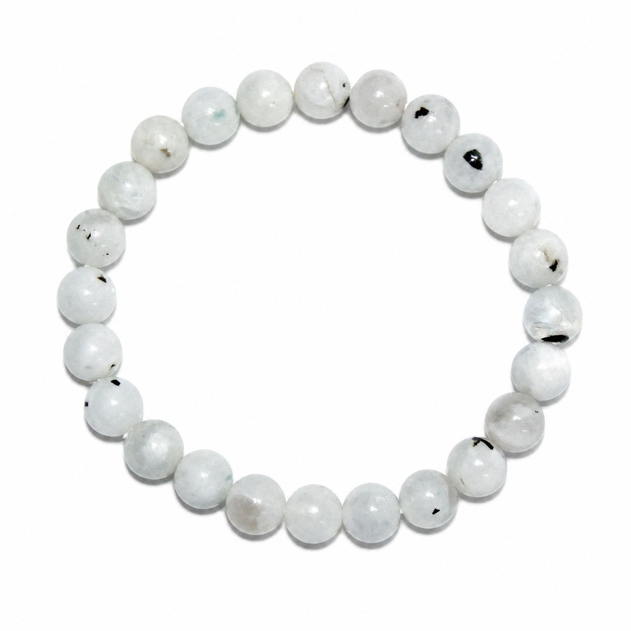 Natural Rainbow Moonstone Bracelet with Black Tourmaline Inclusions | Intuition, New Beginnings & Spiritual Protection - Image 2