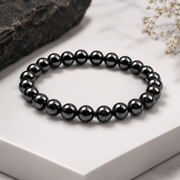Natural Metallic Hematite Bracelet | Deep Grounding, Focus & Negative Energy Protection