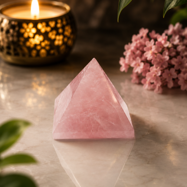 Attract Love, Calm & Self-Care: Handcrafted Rose Quartz Energy Pyramid