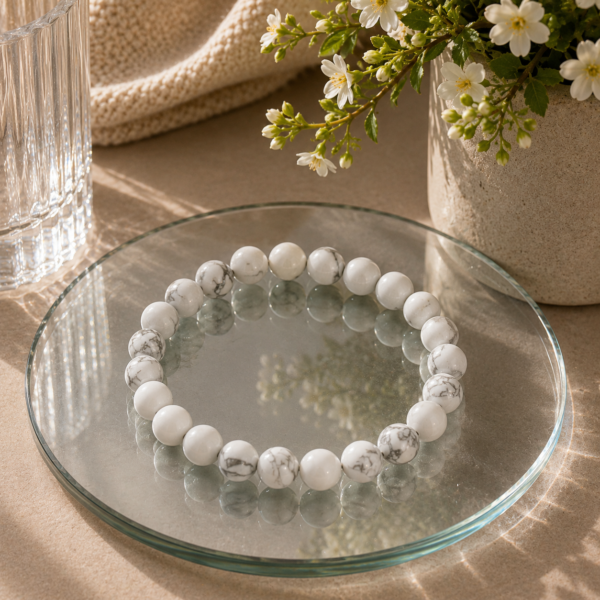 Natural White Howlite Bracelet | Calming Energy, Stress Relief & Mindfulness