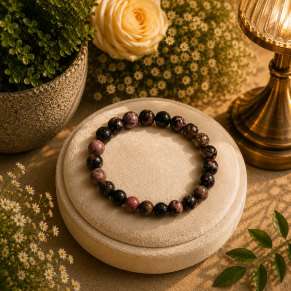 Natural Rhodonite Beaded Bracelet | Compassion, Emotional Healing & Forgiveness
