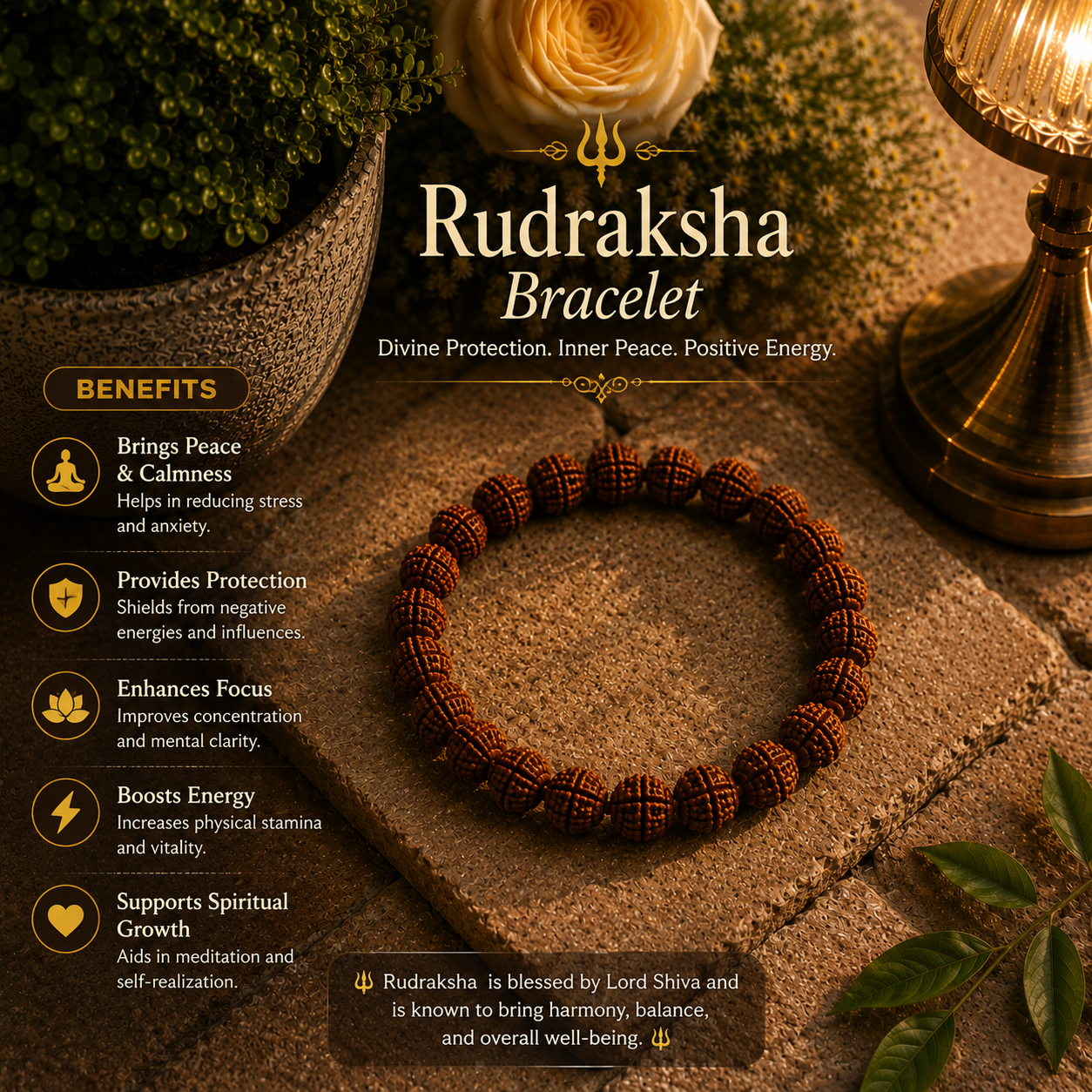 Authentic Natural Rudraksh Bracelet | Spiritual Protection, Peace & Energy Balance - Image 4