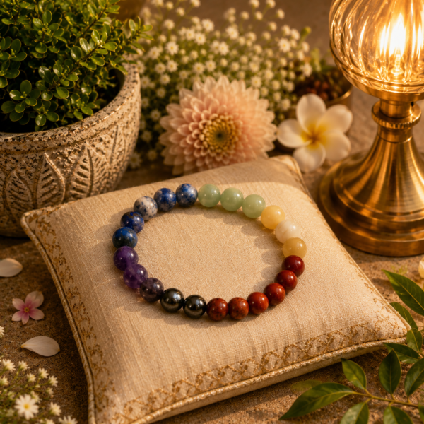 7 Chakra Natural Gemstone Healing Bracelet | Complete Energy Alignment & Balance