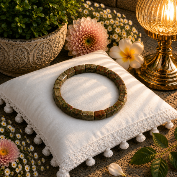 Natural Unakite Beaded Bracelet | Heart Chakra Balance, Healing & Growth