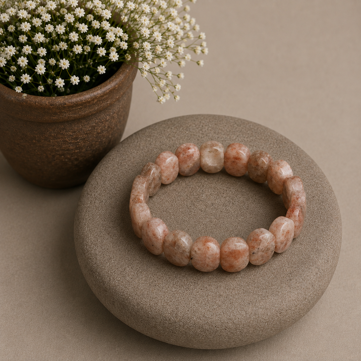 Natural Sunstone Beaded Bracelet | Joy, Leadership & Solar Energy